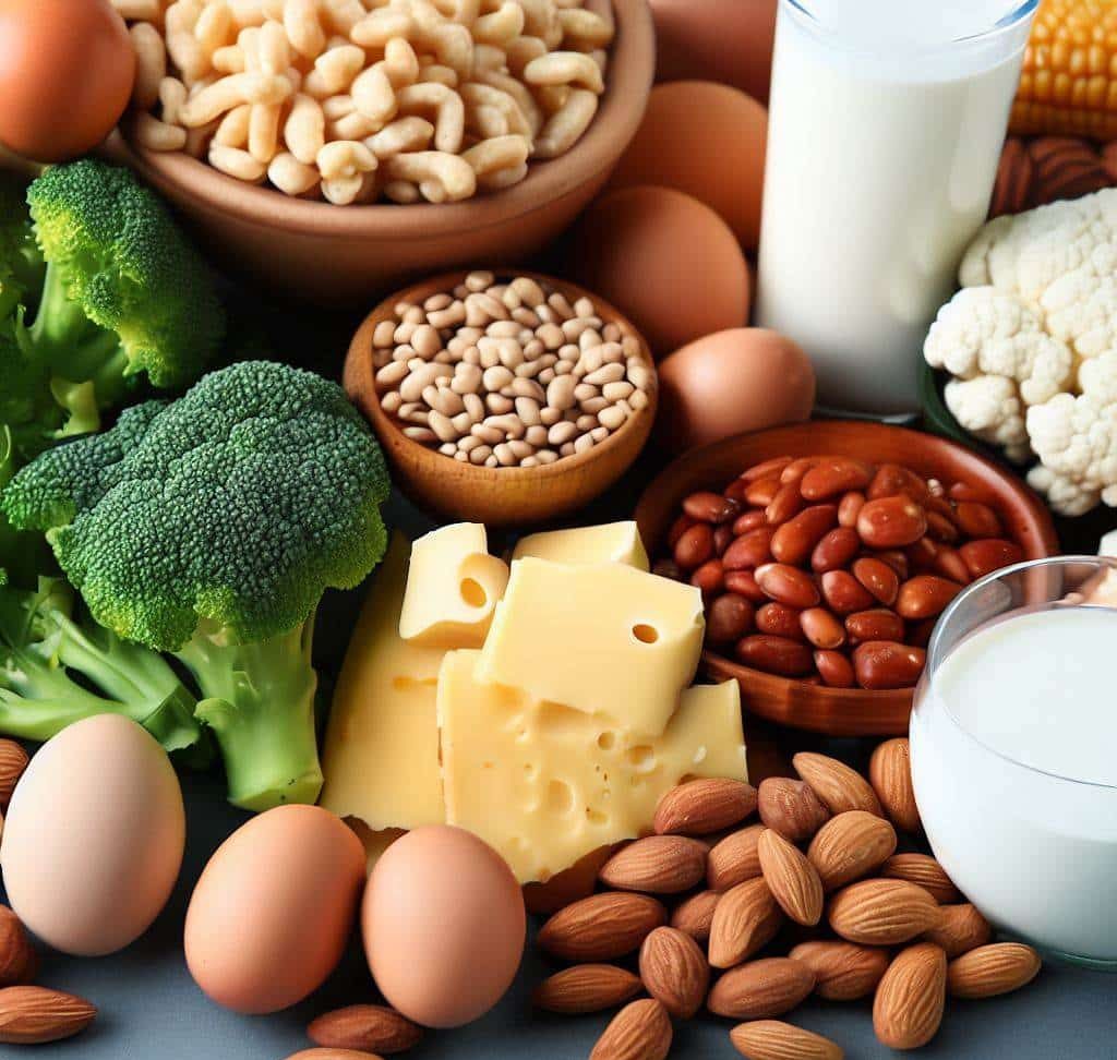alimentos ricos en nutrientes esenciales para el crecimiento, como calcio y proteínas